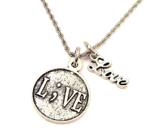 L;ve Suicide Prevention 20" Chain Necklace With Cursive Love Accent