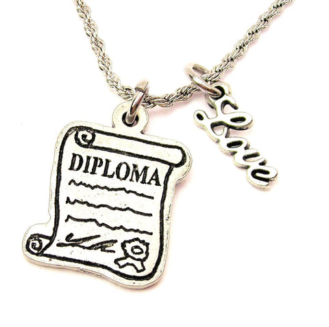 Diploma 20" Chain Necklace With Cursive Love Accent