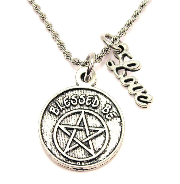 Blessed Be 20" Chain Necklace With Cursive Love Accent