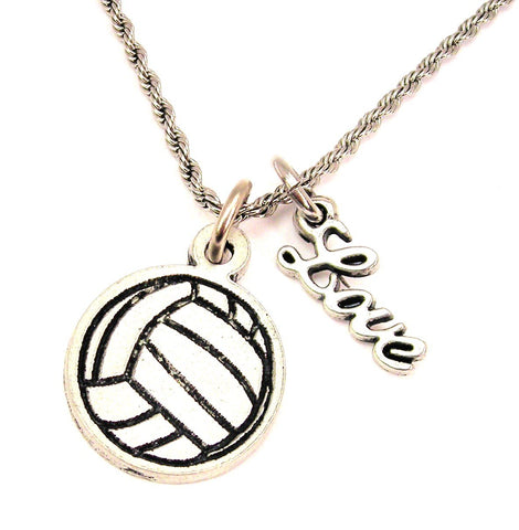 Volley Ball 20" Chain Necklace With Cursive Love Accent