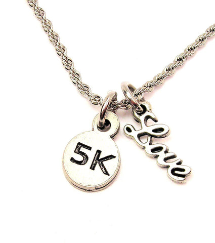 5K 20" Chain Necklace With Cursive Love Accent