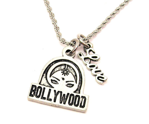 Bollywood 20" Chain Necklace With Cursive Love Accent