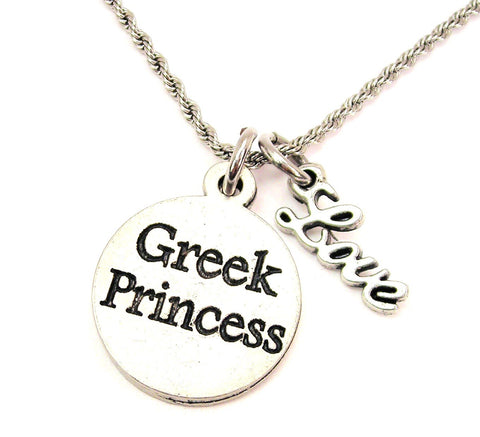 Greek Princess 20" Chain Necklace With Cursive Love Accent