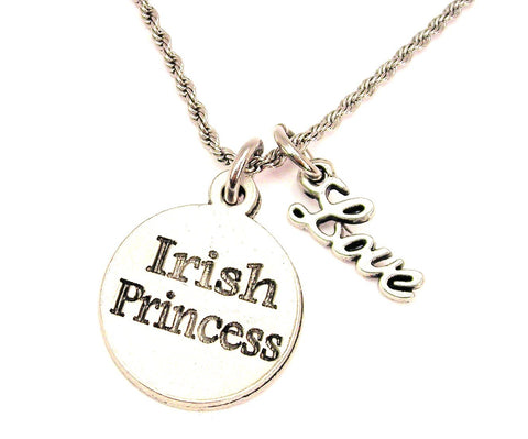 Irish Princess 20" Chain Necklace With Cursive Love Accent