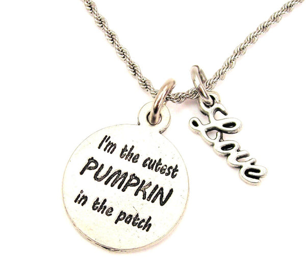 I'm The Cutest Pumpkin In The Patch 20" Chain Necklace With Cursive Love Accent