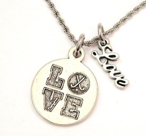 Love Field Hockey 20" Chain Necklace With Cursive Love Accent