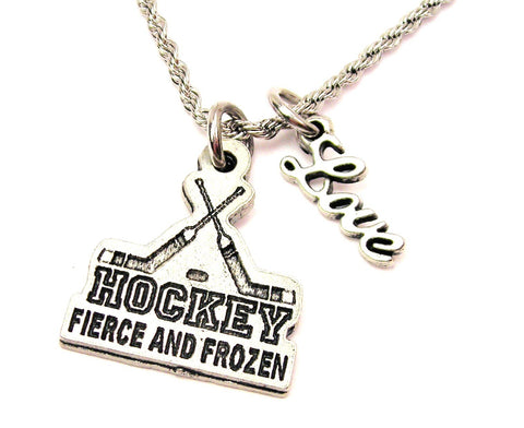 Hockey Fierce And Frozen 20" Chain Necklace With Cursive Love Accent