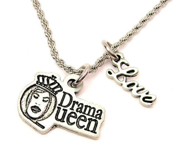 Drama Queen 20" Chain Necklace With Cursive Love Accent