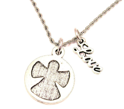 Snow Angel 20" Chain Necklace With Cursive Love Accent