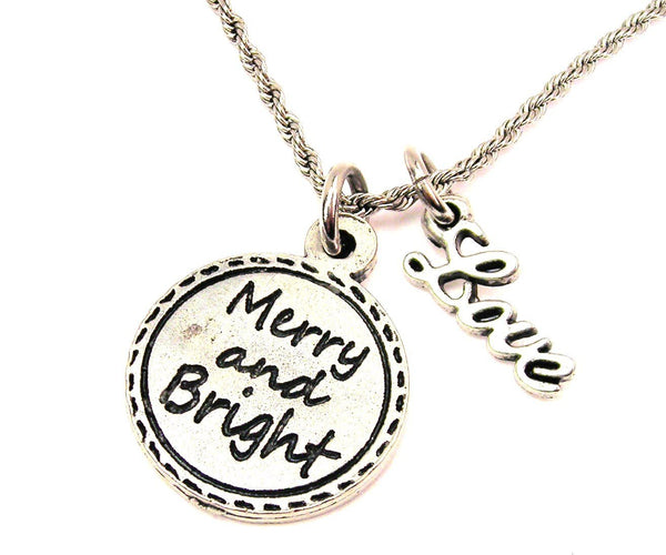Merry And Bright 20" Chain Necklace With Cursive Love Accent