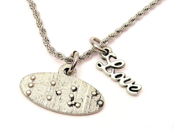 Love In Braille 20" Chain Necklace With Cursive Love Accent