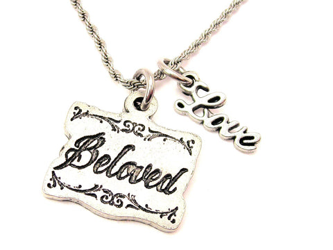 Beloved 20" Chain Necklace With Cursive Love Accent