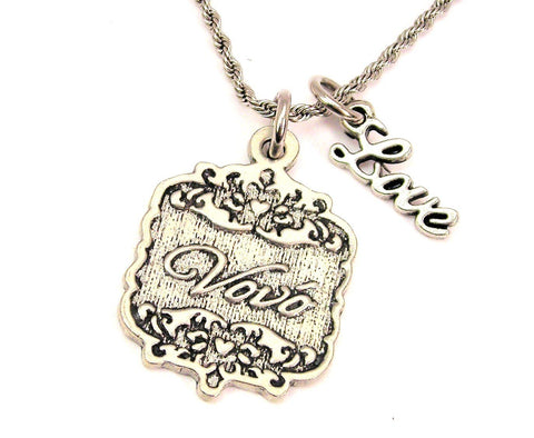 Vovo Victorian Scroll 20" Chain Necklace With Cursive Love Accent