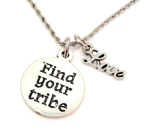 Find Your Tribe 20" Chain Necklace With Cursive Love Accent