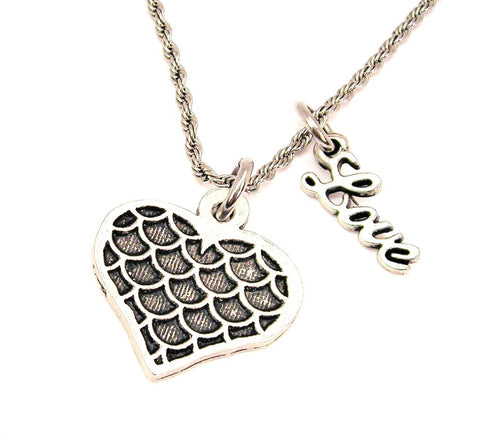 Mermaid's Heart 20" Chain Necklace With Cursive Love Accent