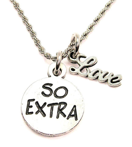 So Extra 20" Chain Necklace With Cursive Love Accent
