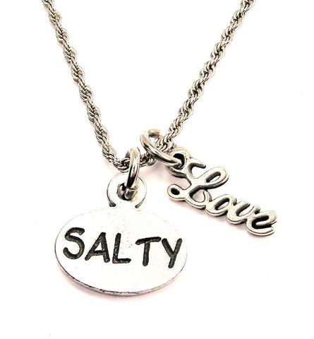 Salty 20" Chain Necklace With Cursive Love Accent