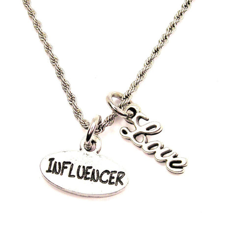 Influencer 20" Chain Necklace With Cursive Love Accent