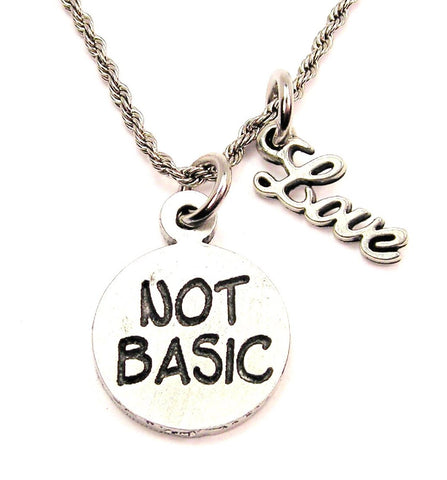 Not Basic 20" Chain Necklace With Cursive Love Accent