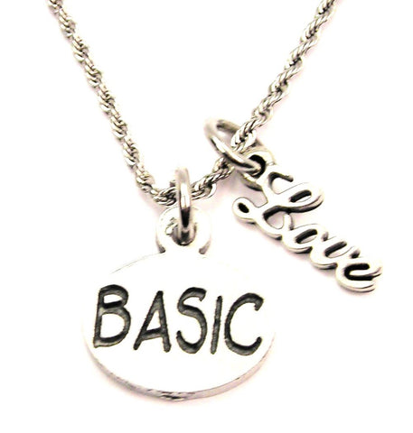 Basic 20" Chain Necklace With Cursive Love Accent
