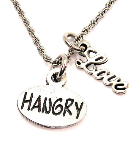Hangry 20" Chain Necklace With Cursive Love Accent