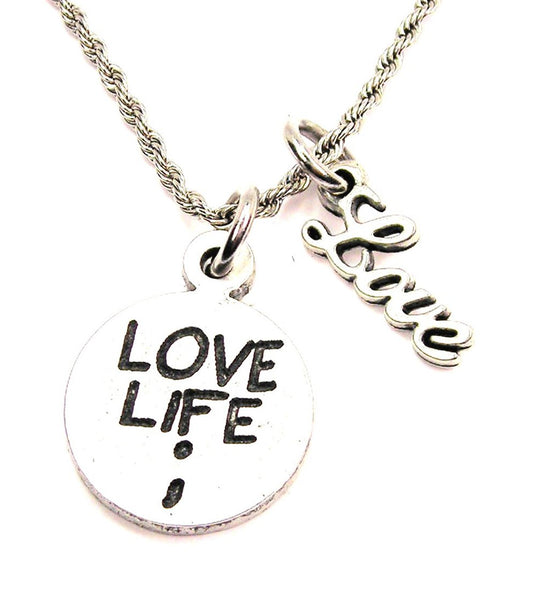 Love Life ; 20" Chain Necklace With Cursive Love Accent