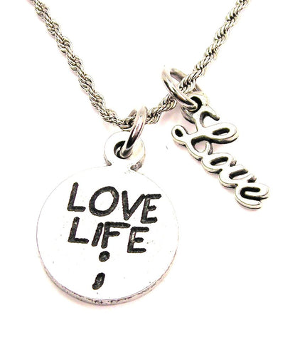 Love Life ; 20" Chain Necklace With Cursive Love Accent