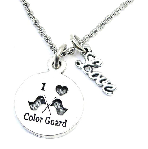 I Love Color Guard 20" Rope Necklace With Love
