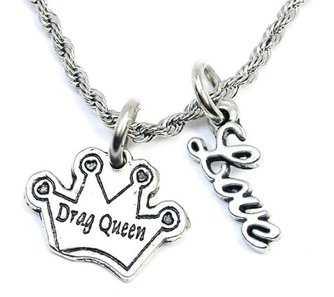 Drag Queen Crown 20" Rope Necklace With Love