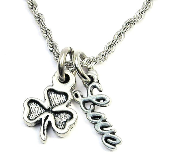 Shamrock 20" Rope Necklace With Love