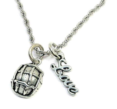 Soldier Army Helmet 20" Rope Necklace With Love