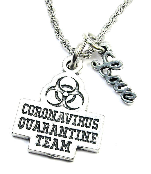 Corona Virus Quarantine Team 20" Rope Necklace With Love
