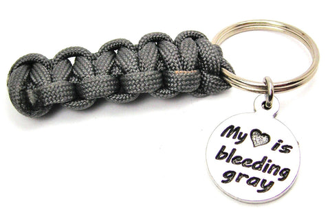 My Heart is Bleeding Gray 550 Military Spec Paracord Key Chain