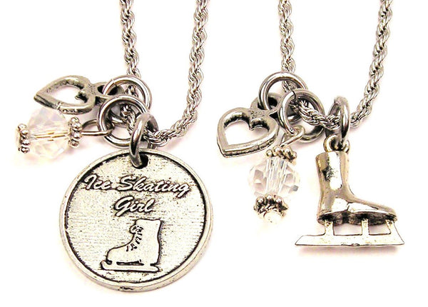 Ice Skating Girl Set Of 2 Rope Chain Necklaces