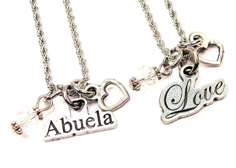 I Love Abuela Set Of 2 Rope Chain Necklaces