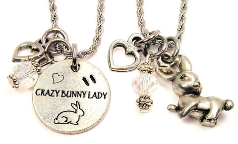 Crazy Bunny Lady Set Of 2 Rope Chain Necklaces