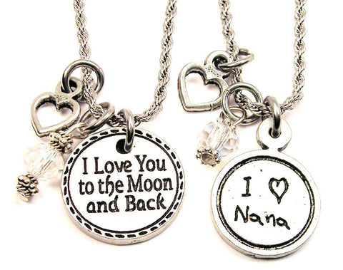 Nana I Love You To The Moon And Back Set Of 2 Rope Chain Necklaces
