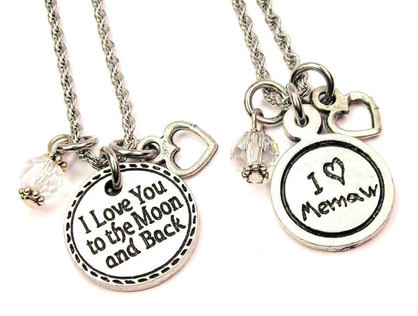 Love For Memaw Set Of 2 Rope Chain Necklaces