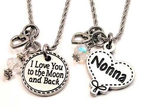 Nonna I Love You To The Moon And Back Set Of 2 Rope Chain Necklaces