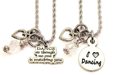 I Love Dancing Set Of 2 Rope Chain Necklaces