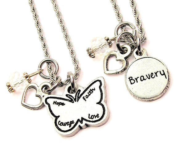 Bravery Butterfly Set Of 2 Rope Chain Necklaces