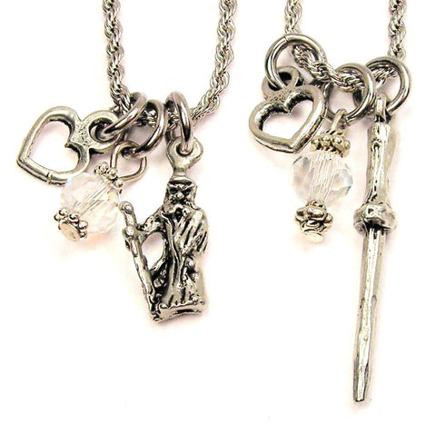 Wizard And Wand Set Of 2 Rope Chain Necklaces