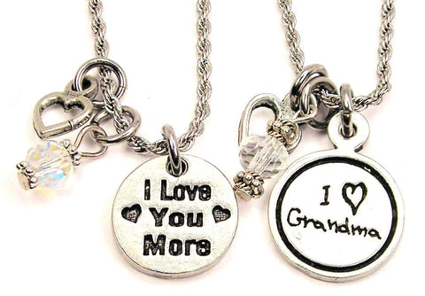 Grandma I Love You More Set Of 2 Rope Chain Necklaces