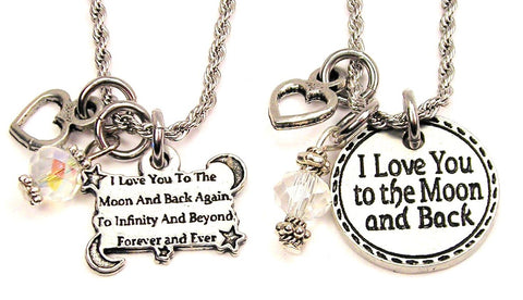 I Love You To The Moon And Back Set Of 2 Rope Chain Necklaces