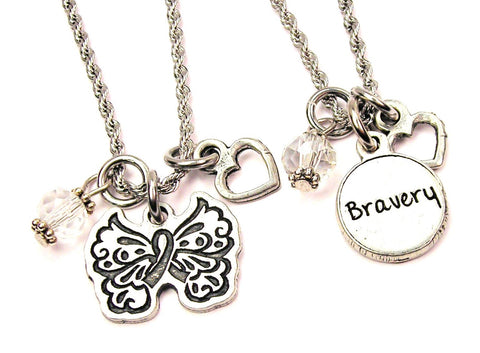 Bravery Awareness Set Of 2 Rope Chain Necklaces