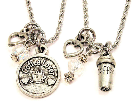 Coffee Lover Set Of 2 Rope Chain Necklaces