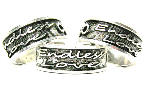 Endless Love With Infinity Symbol Sterling Silver Plated Unisex Cuff Ring