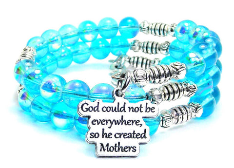 God Could Not Be Everywhere So He Created Mothers Sea Siren Ocean Glass Wrap Bracelet