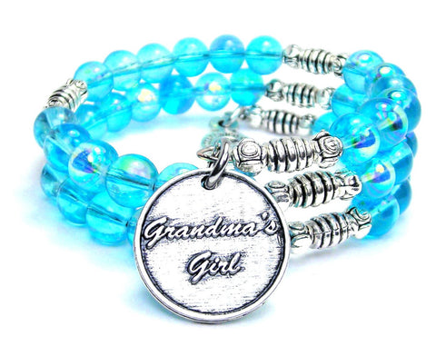 Grandma's Girl Sea Siren Ocean Glass Wrap Bracelet