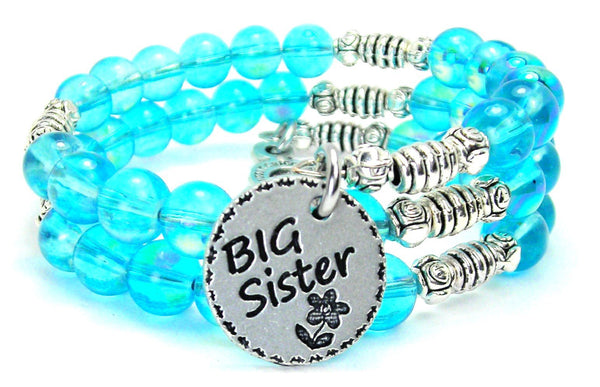 Big Sister Sea Siren Ocean Glass Wrap Bracelet